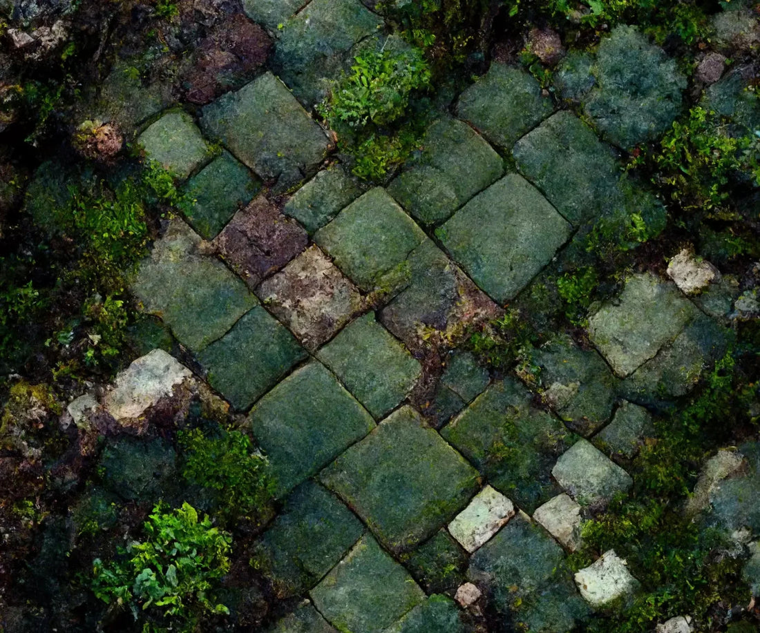 Mossy Flagstone 5X42 Fleece ( 60 X 50 Inch ) Backdrop