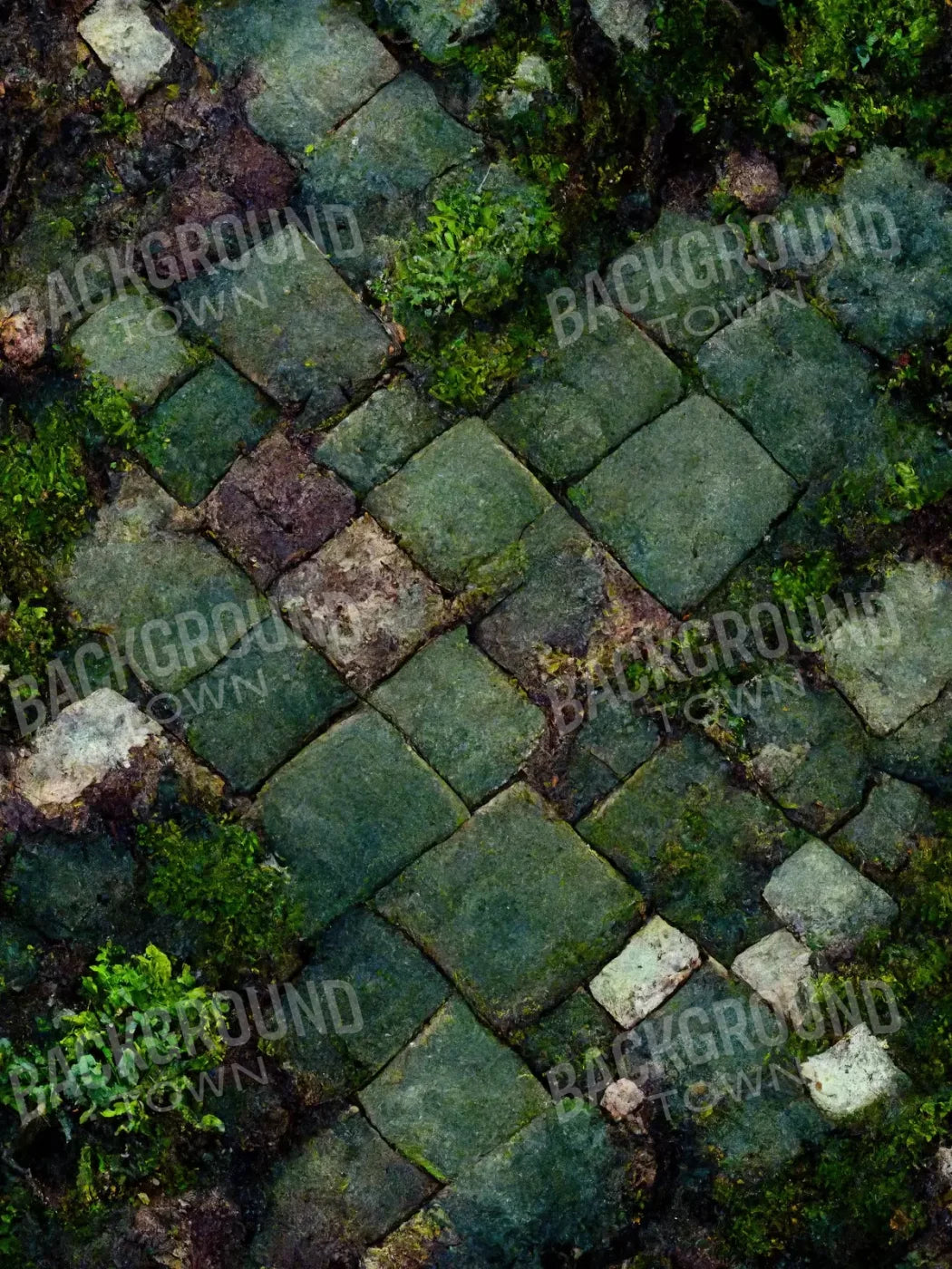 Mossy Flagstone 8X10 Fleece ( 96 X 120 Inch ) Backdrop