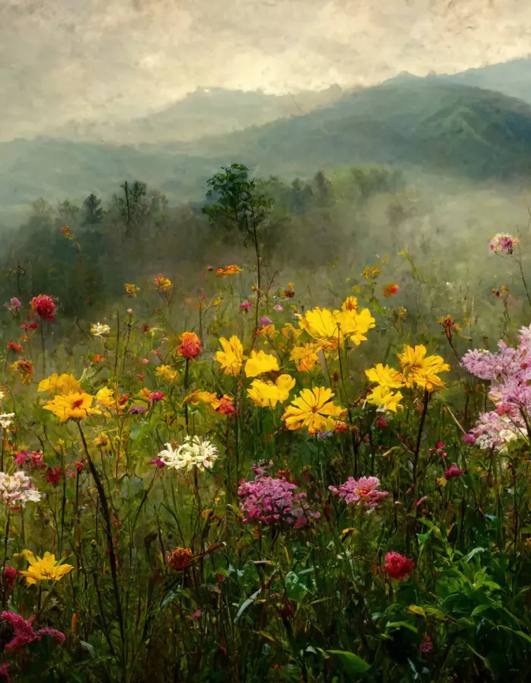 Mountain Meadows 6X8 Fleece ( 72 X 96 Inch ) Backdrop