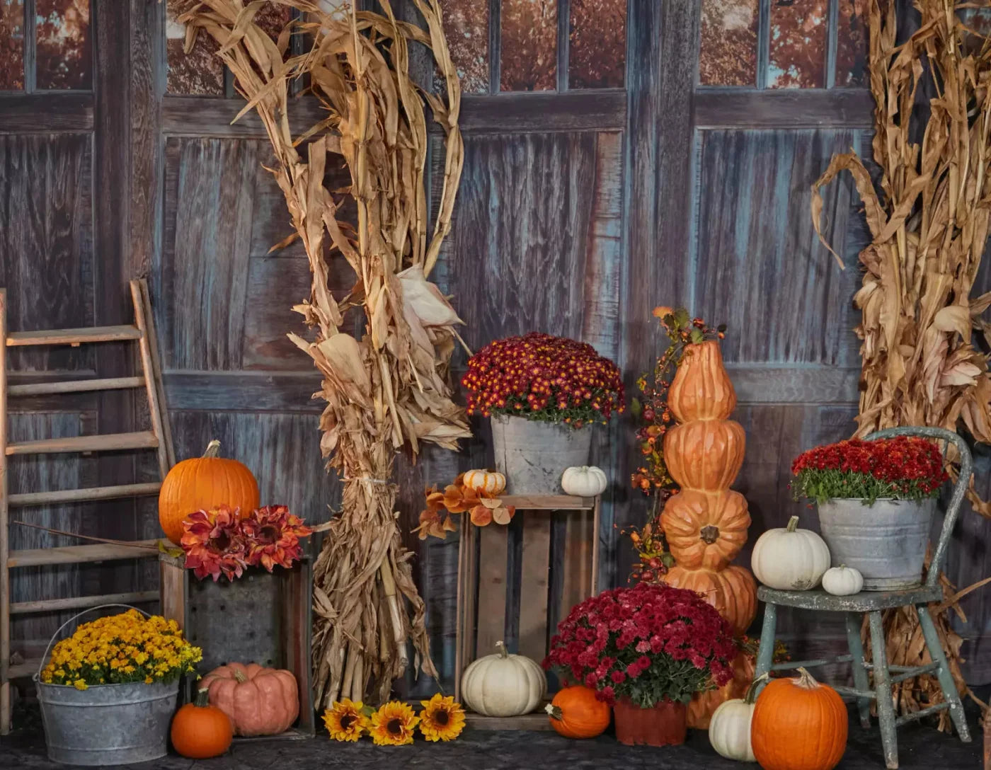 Pumpkin Patch 8X6 Fleece ( 96 X 72 Inch ) Backdrop