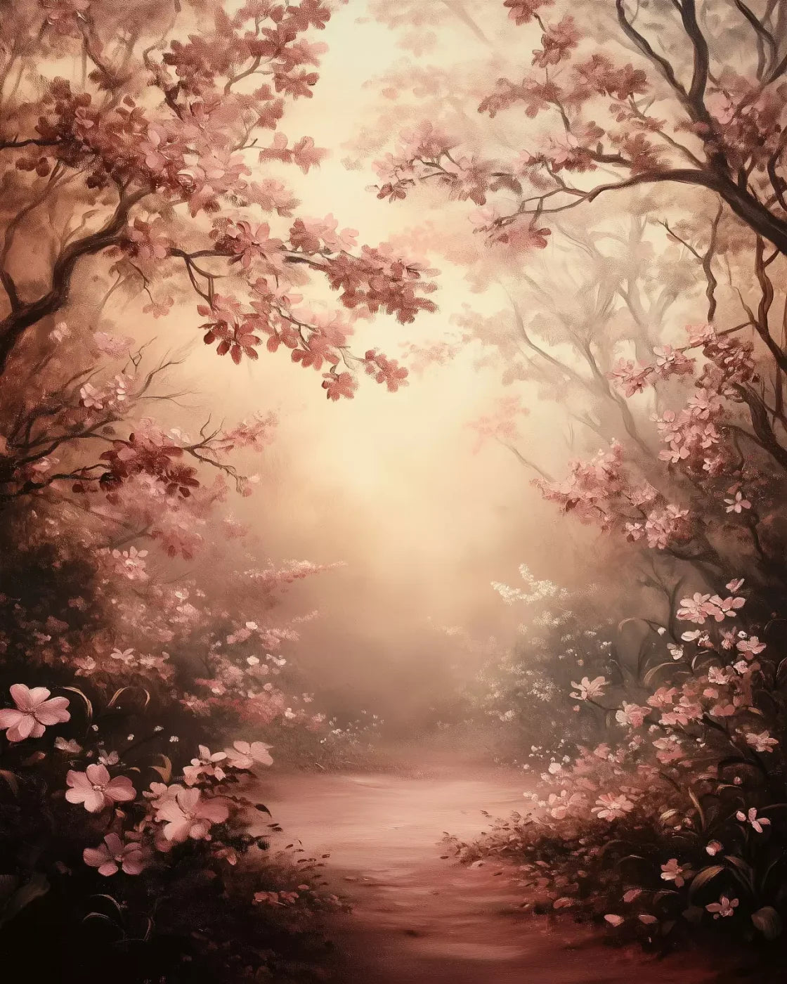 Mystical Forest Red 8’X10’ Fleece (96 X 120 Inch) Backdrop
