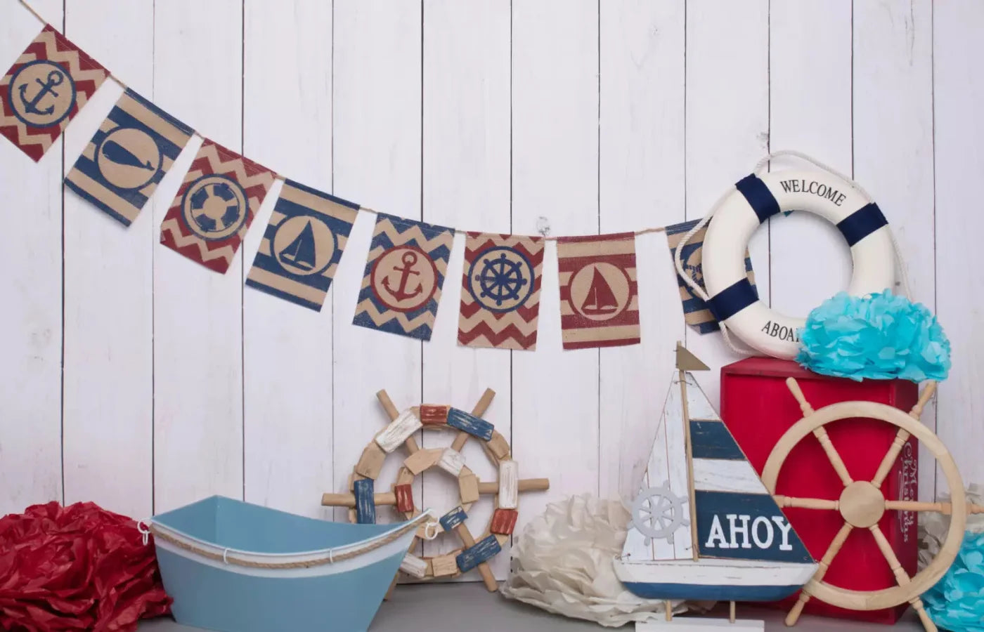 Nautical Blues 12X8 Ultracloth ( 144 X 96 Inch ) Backdrop