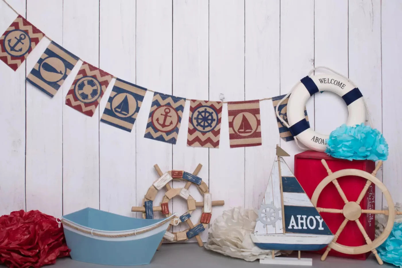 Nautical Blues 8X5 Ultracloth ( 96 X 60 Inch ) Backdrop