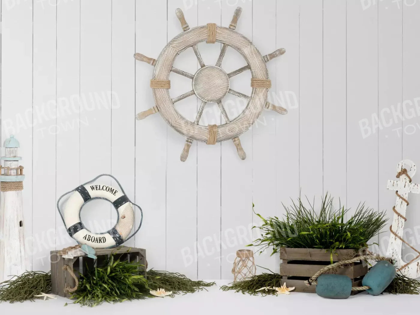 Nautical Blues 68X5 Fleece ( 80 X 60 Inch ) Backdrop