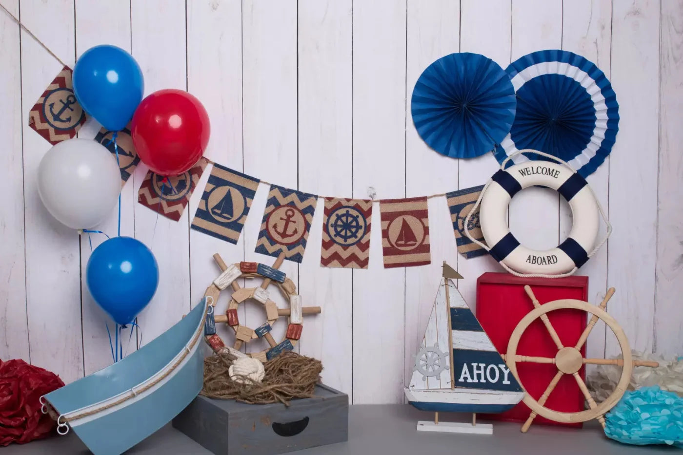 Nautical Party 8X5 Ultracloth ( 96 X 60 Inch ) Backdrop