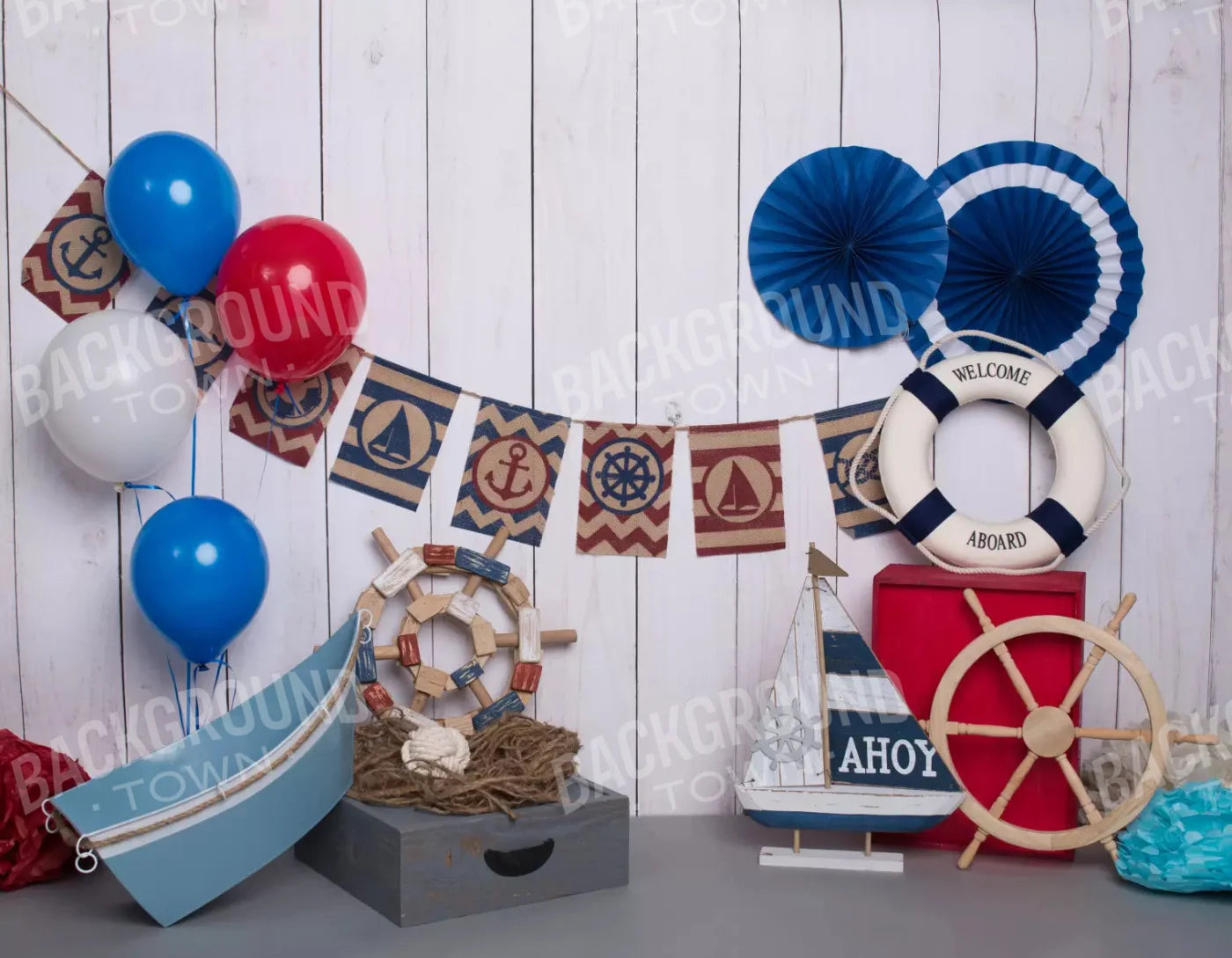 Nautical Party 8X6 Fleece ( 96 X 72 Inch ) Backdrop