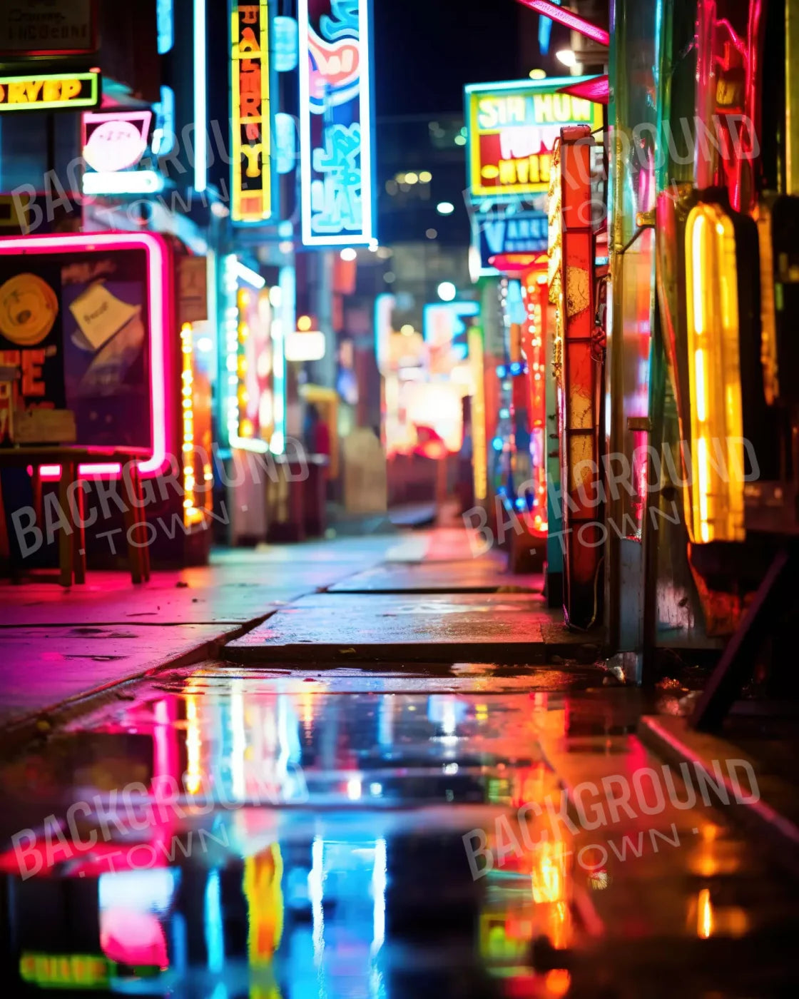 Neon Alley I 8X10 Fleece ( 96 X 120 Inch ) Backdrop