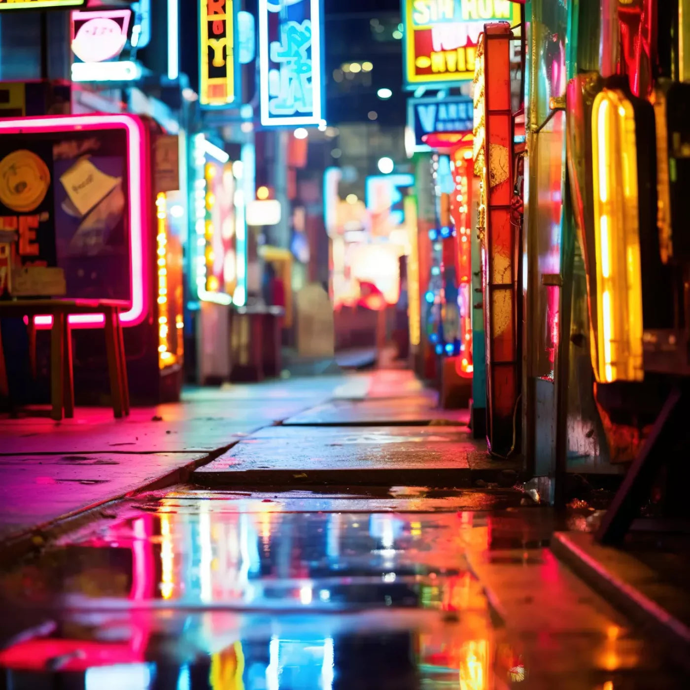 Neon Alley I 8X8 Fleece ( 96 X Inch ) Backdrop