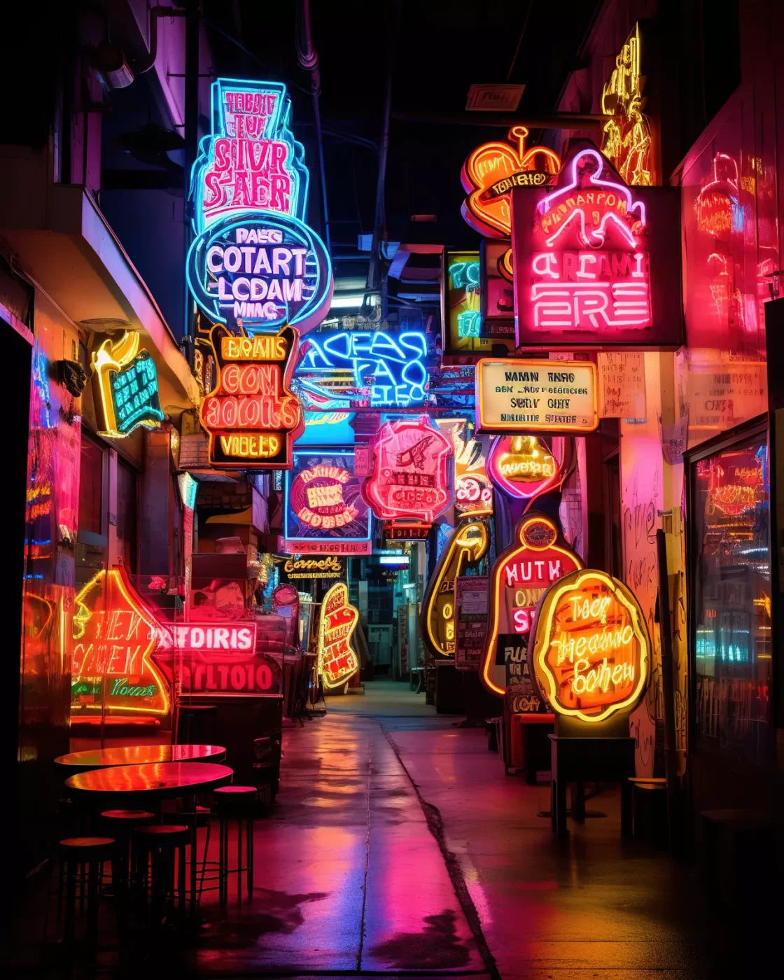 Neon Alley Ii 8X10 Fleece ( 96 X 120 Inch ) Backdrop