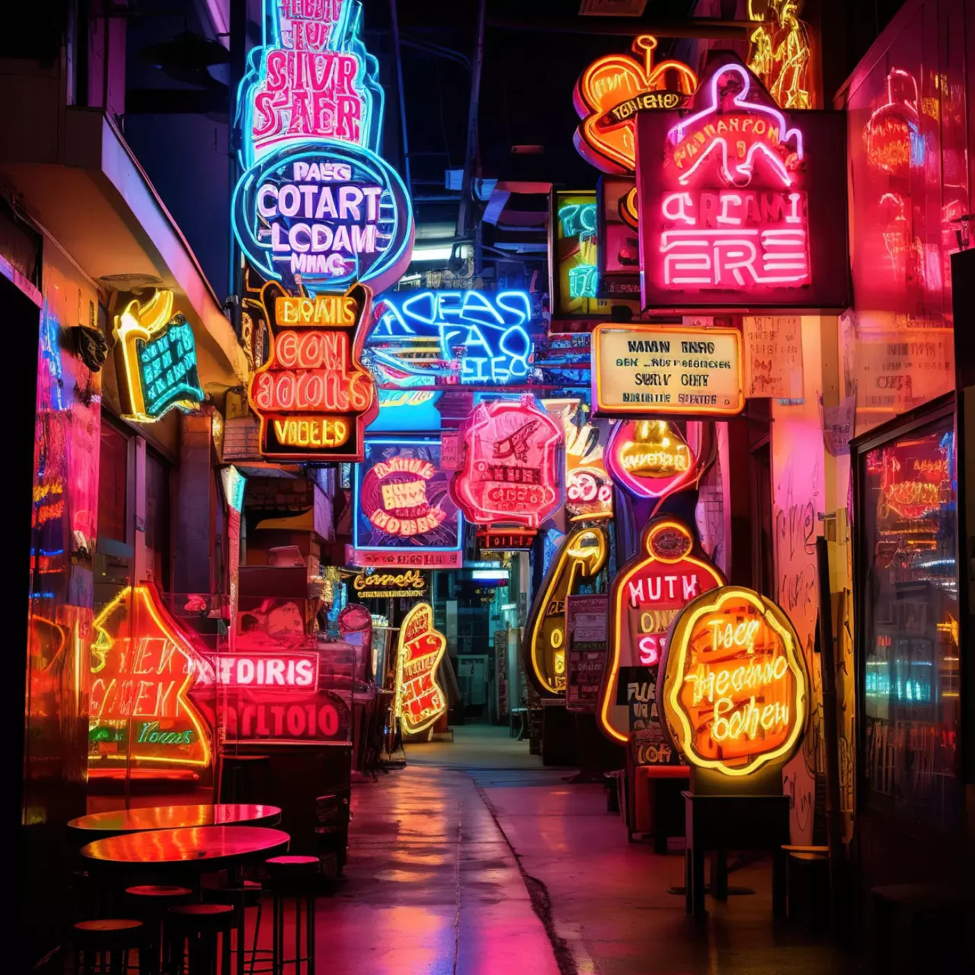 Neon Alley Ii 8X8 Fleece ( 96 X Inch ) Backdrop