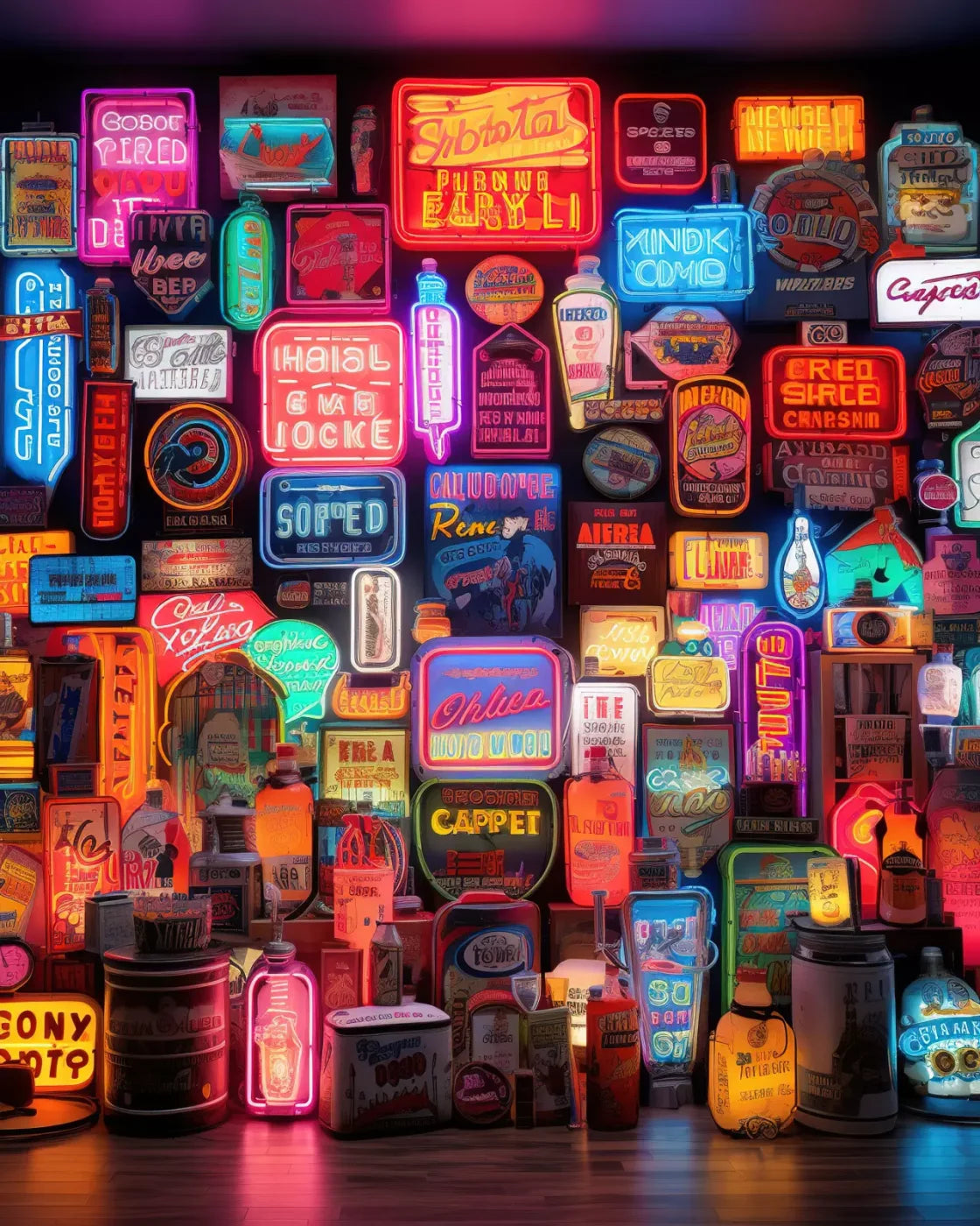 Neon Wall 8X10 Fleece ( 96 X 120 Inch ) Backdrop