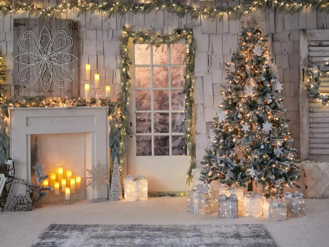 Night Before Christmas 68X5 Fleece ( 80 X 60 Inch ) Backdrop