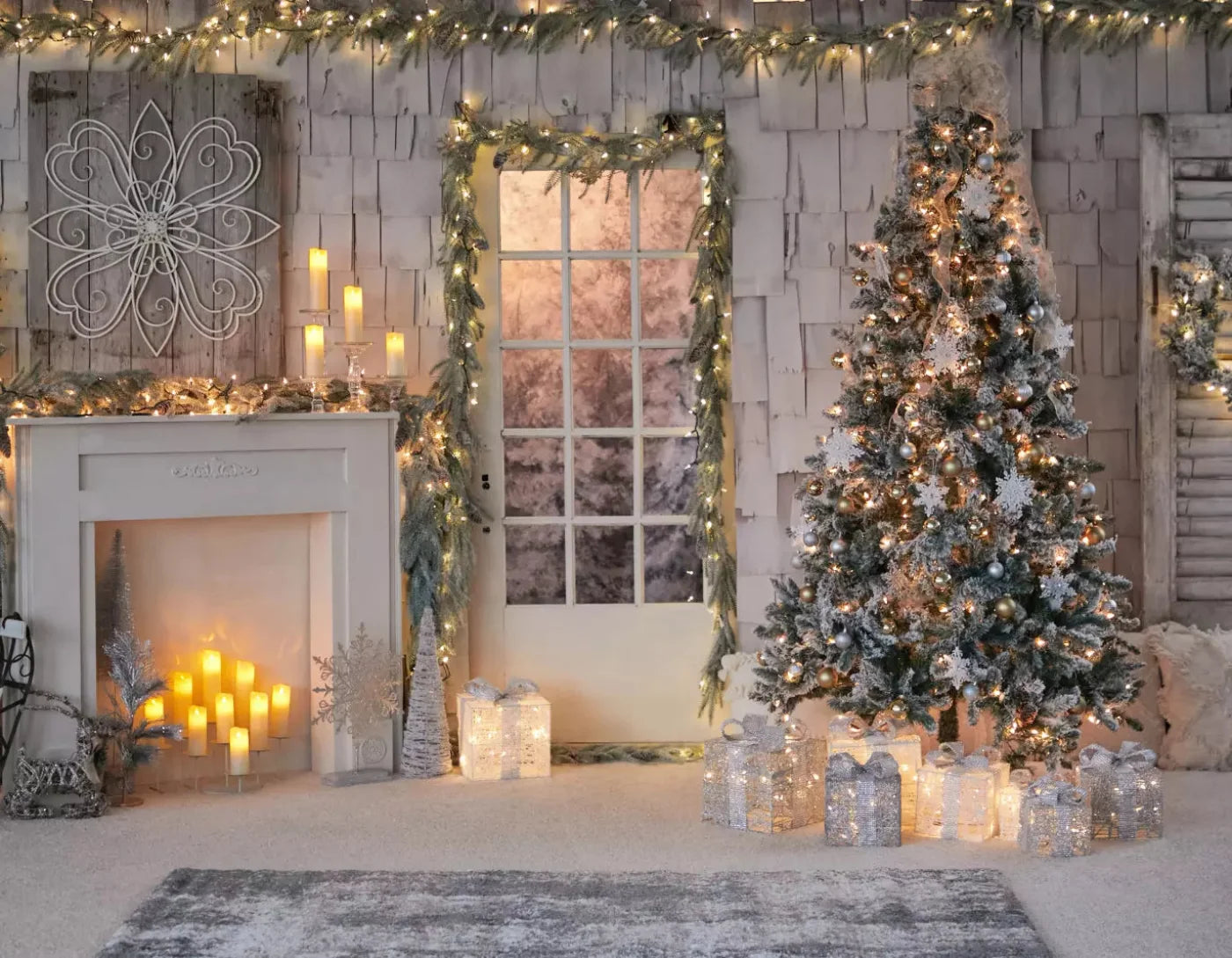 Night Before Christmas 8X6 Fleece ( 96 X 72 Inch ) Backdrop