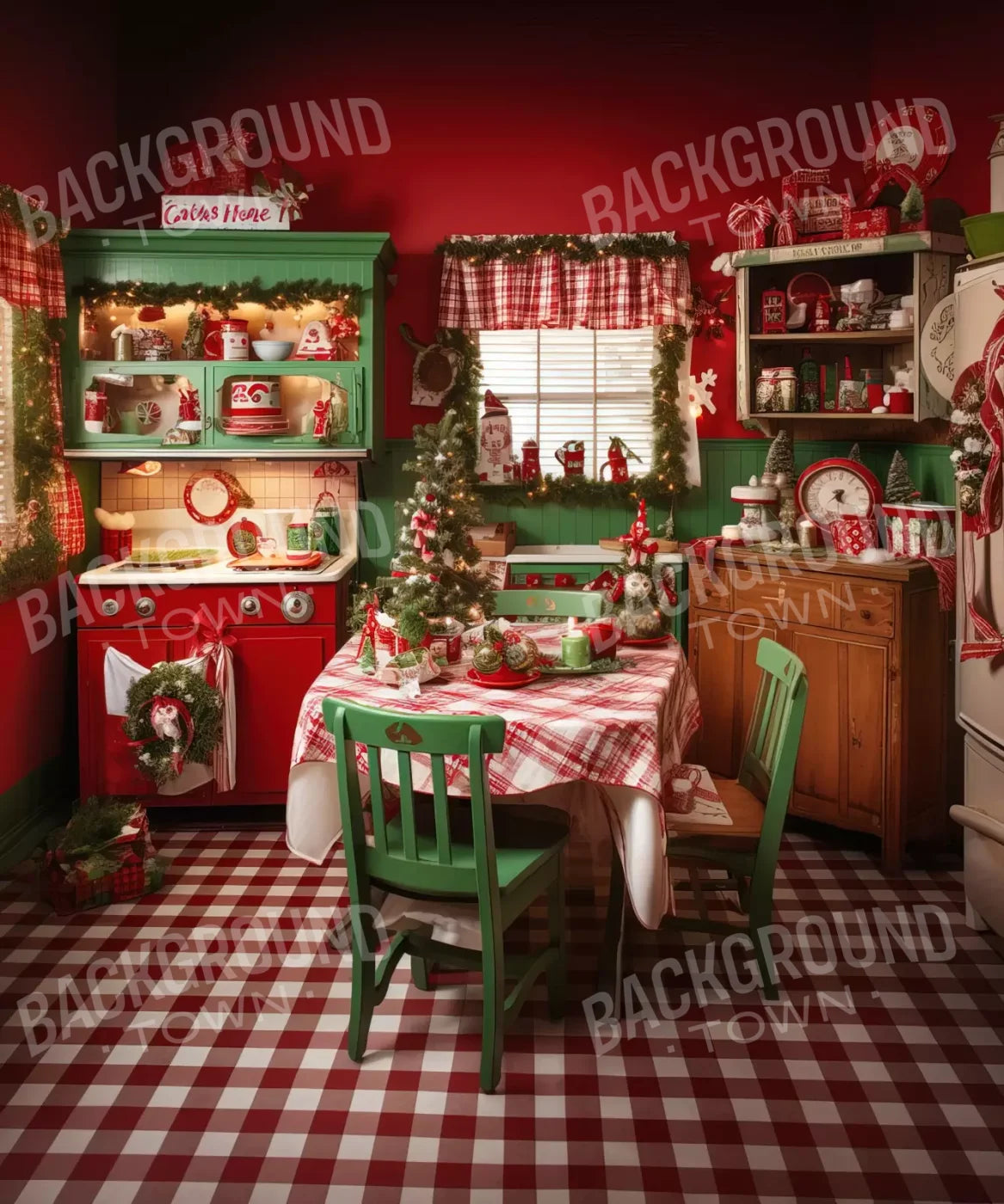 Red , White , Green Backdrop for Photography