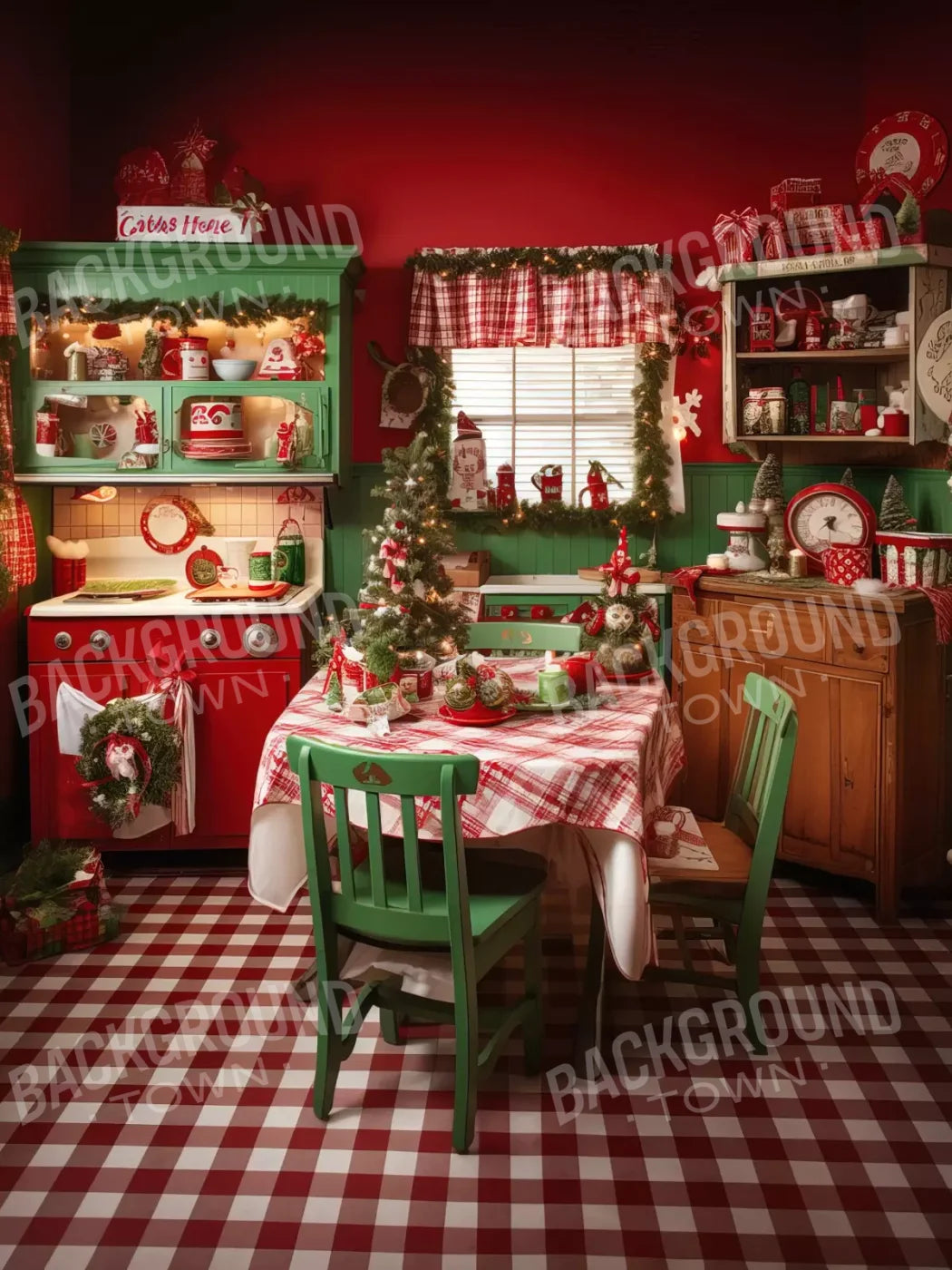 North Pole Kitchen Ii 6’X8’ Fleece (72 X 96 Inch) Backdrop