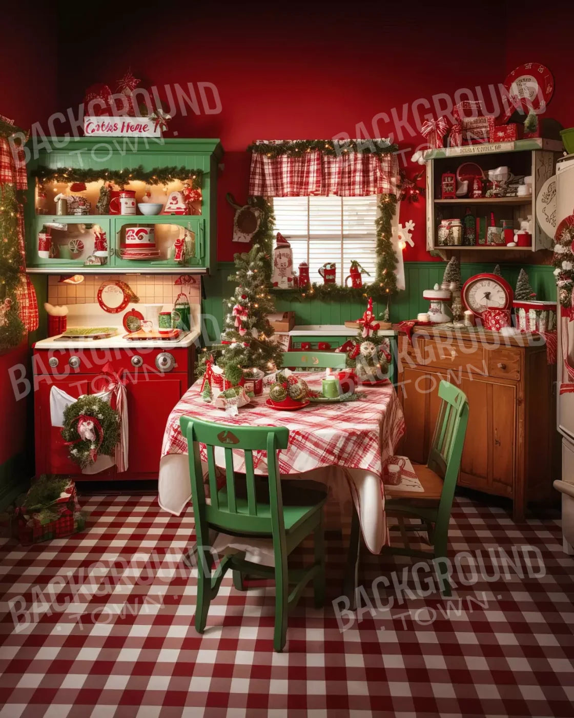 North Pole Kitchen Ii 8’X10’ Fleece (96 X 120 Inch) Backdrop