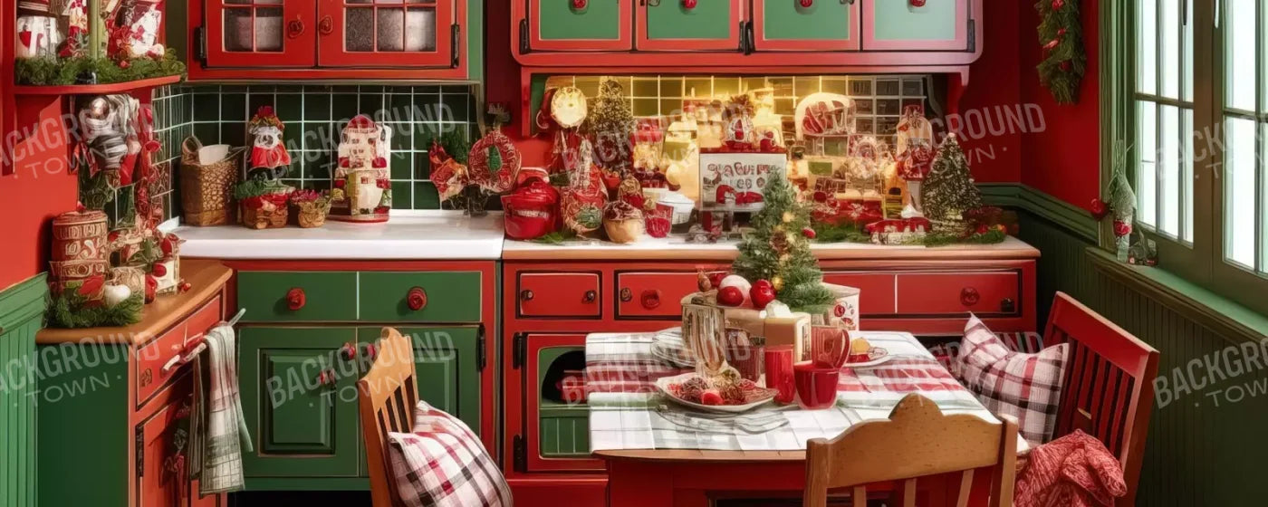 North Pole Kitchen 20’X8’ Ultracloth (240 X 96 Inch) Backdrop