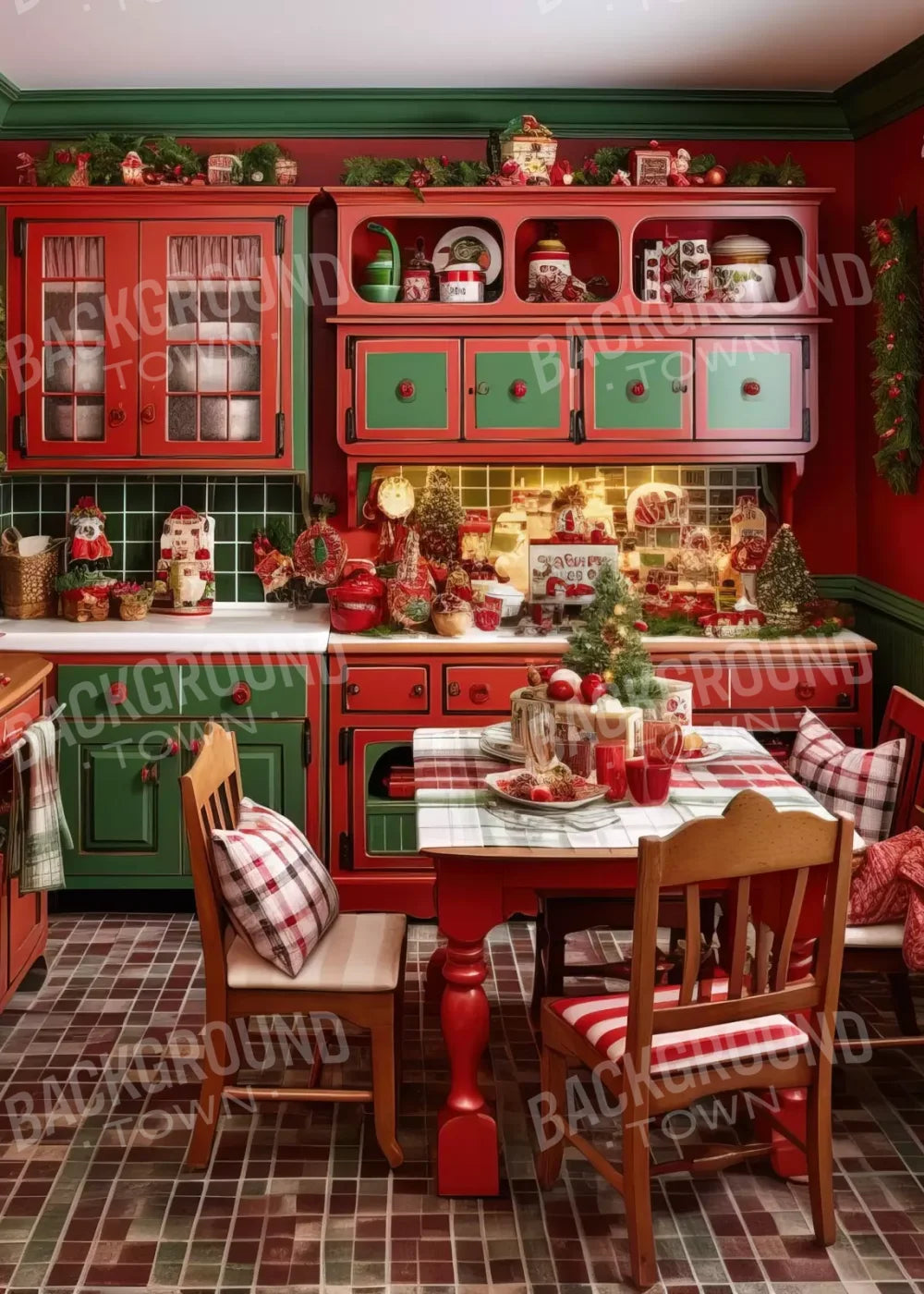 North Pole Kitchen 5’X7’ Ultracloth (60 X 84 Inch) Backdrop