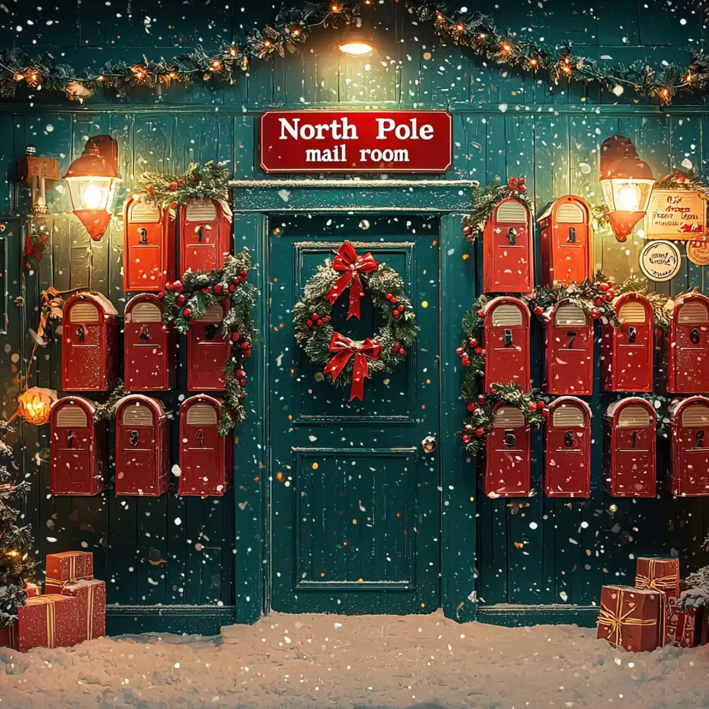 North Pole Mail Room I 10’X10’ Ultracloth (120 X Inch) Backdrop