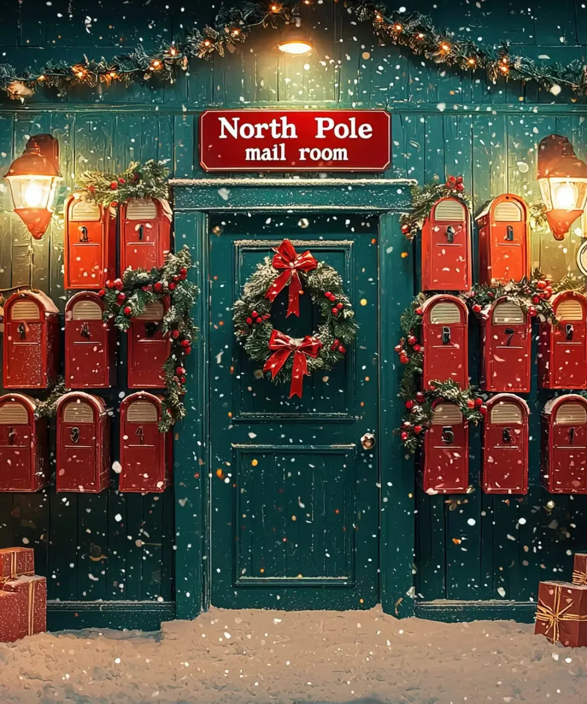 North Pole Mail Room I 10’X12’ Ultracloth (120 X 144 Inch) Backdrop