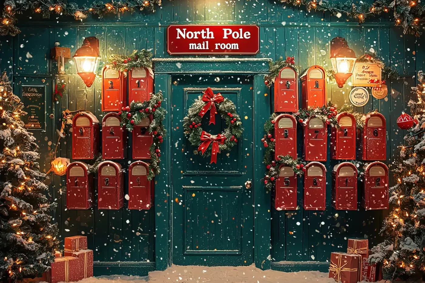 North Pole Mail Room I 12’X8’ Ultracloth (144 X 96 Inch) Backdrop
