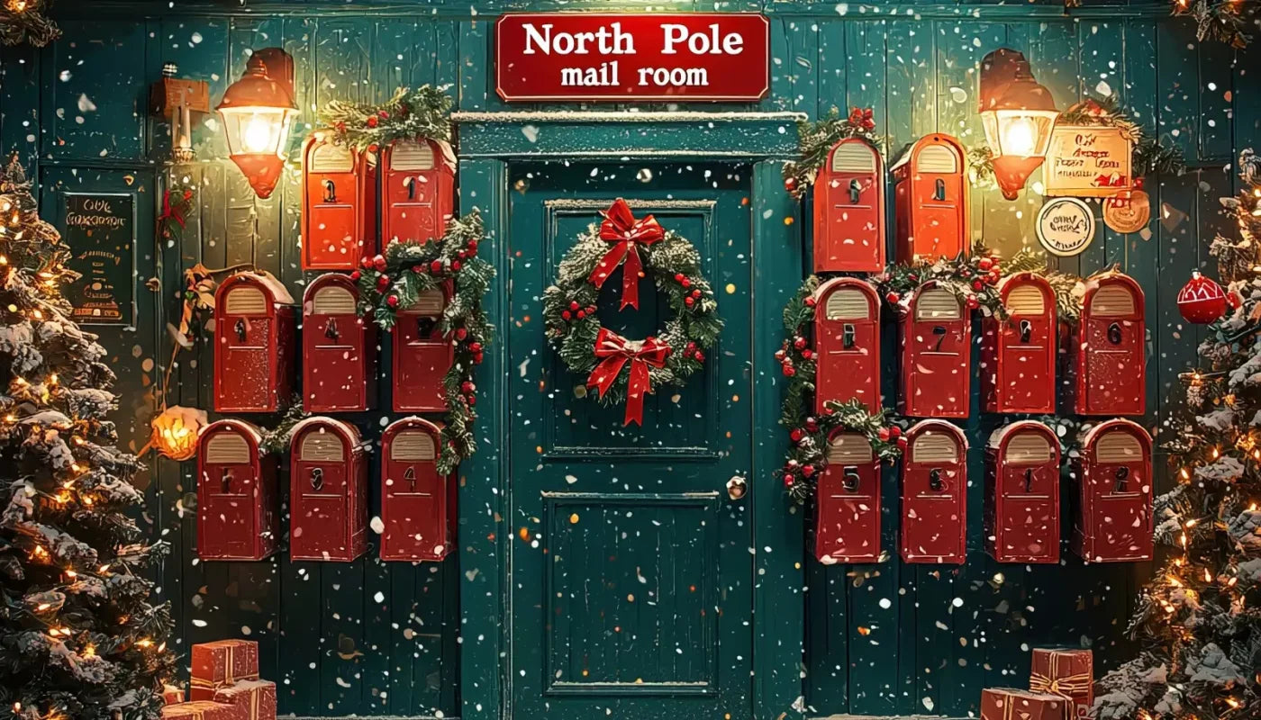 North Pole Mail Room I 14’X8’ Ultracloth (168 X 96 Inch) Backdrop