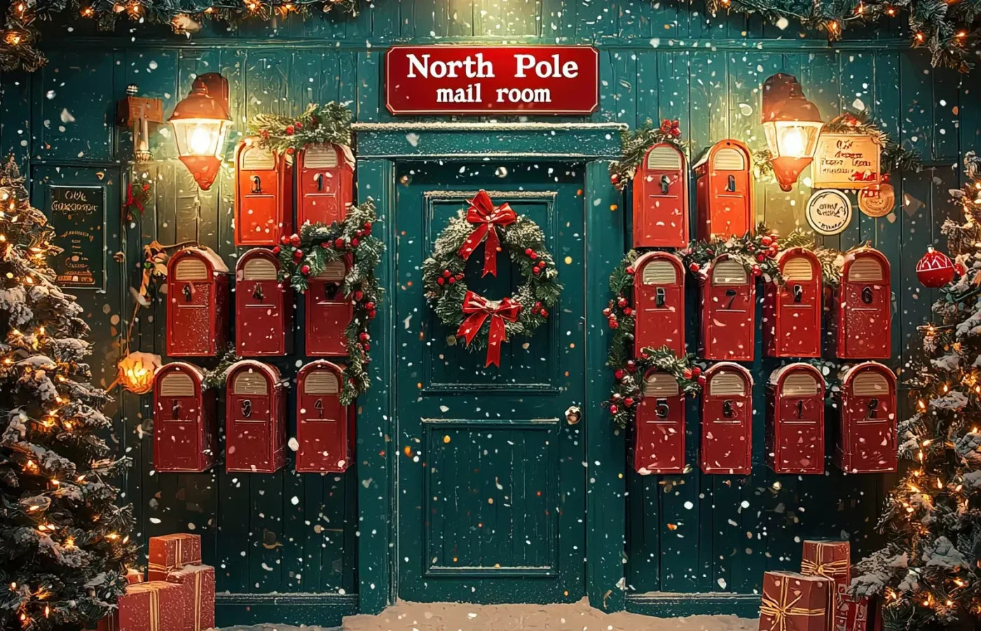 North Pole Mail Room I 14’X9’ Ultracloth (168 X 108 Inch) Backdrop