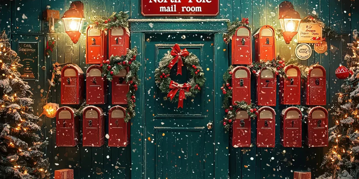 North Pole Mail Room I 16’X8’ Ultracloth (192 X 96 Inch) Backdrop