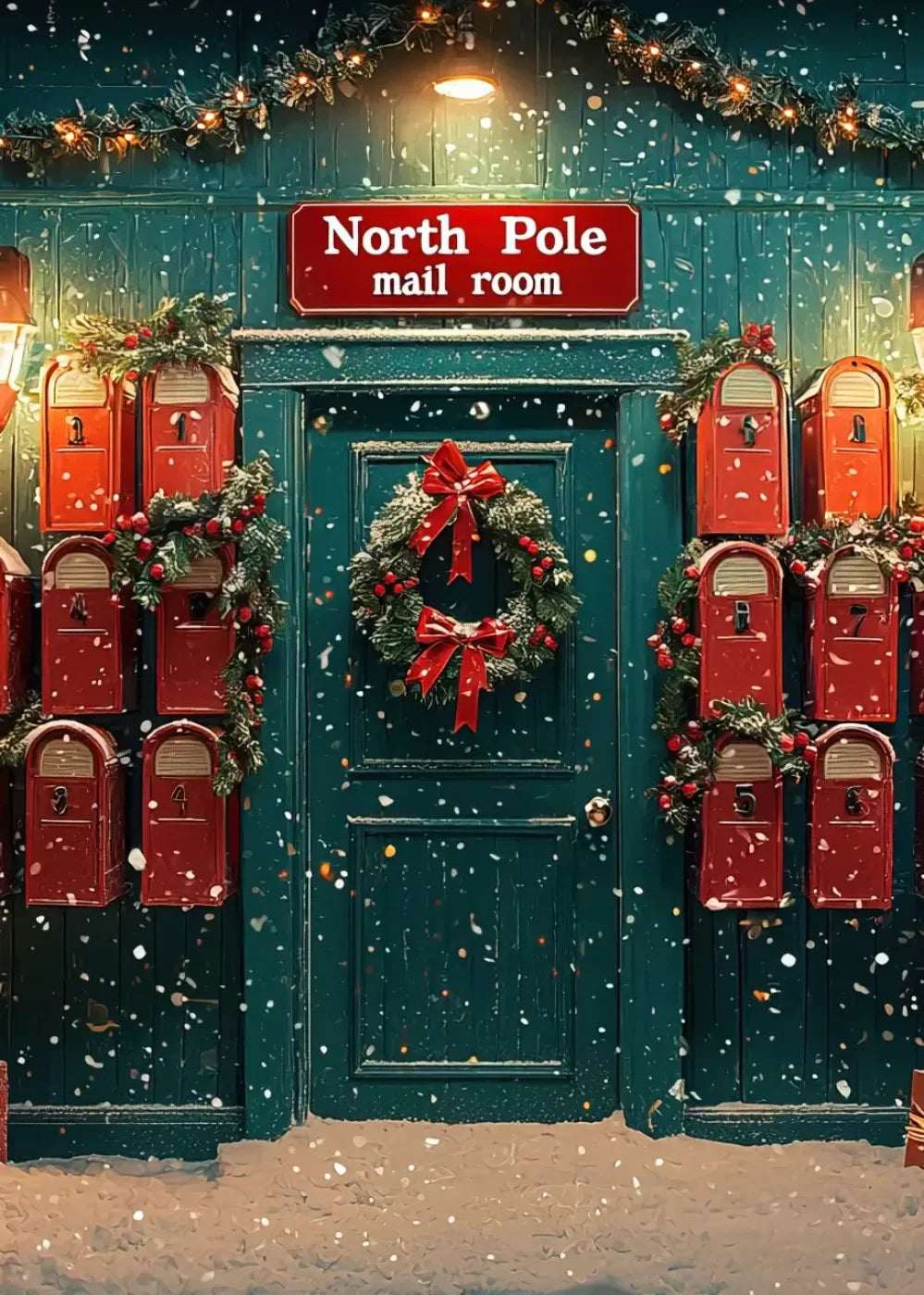 North Pole Mail Room I 5’X7’ Ultracloth (60 X 84 Inch) Backdrop