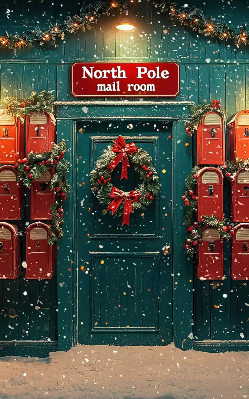 North Pole Mail Room I 5’X8’ Ultracloth (60 X 96 Inch) Backdrop