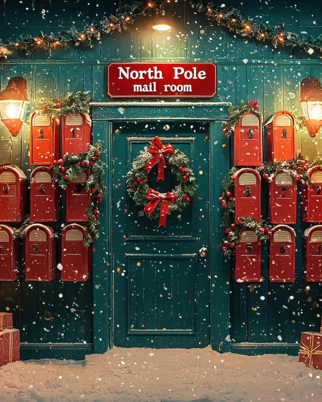 North Pole Mail Room I 8’X10’ Fleece (96 X 120 Inch) Backdrop