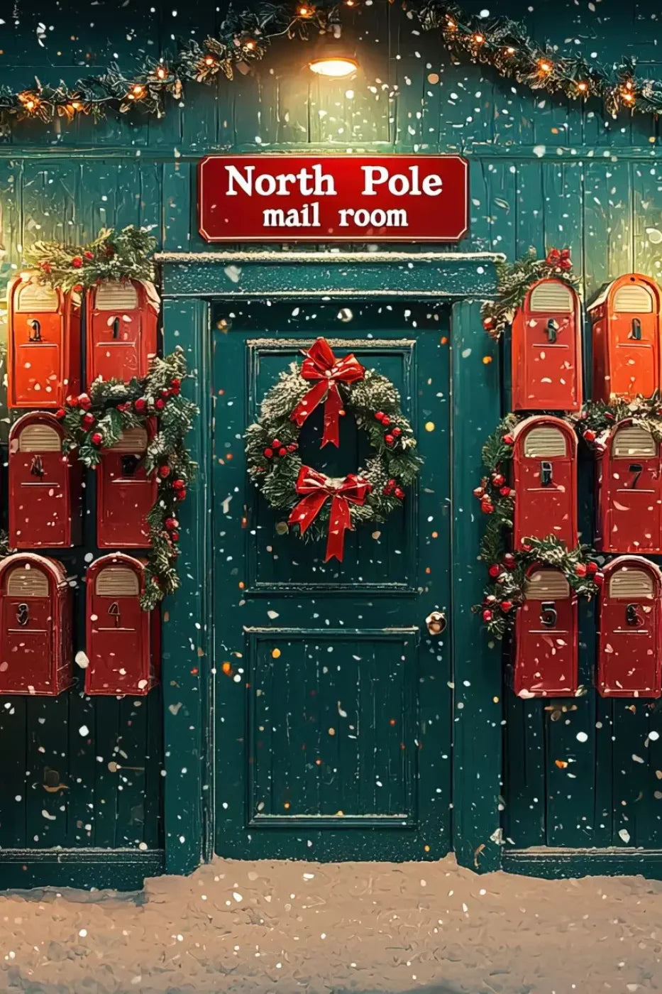North Pole Mail Room I 8’X12’ Ultracloth (96 X 144 Inch) Backdrop