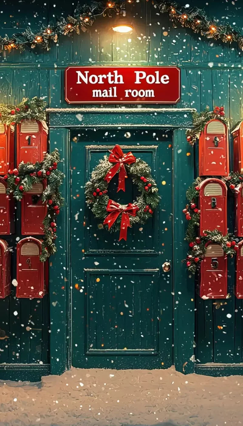 North Pole Mail Room I 8’X14’ Ultracloth (96 X 168 Inch) Backdrop