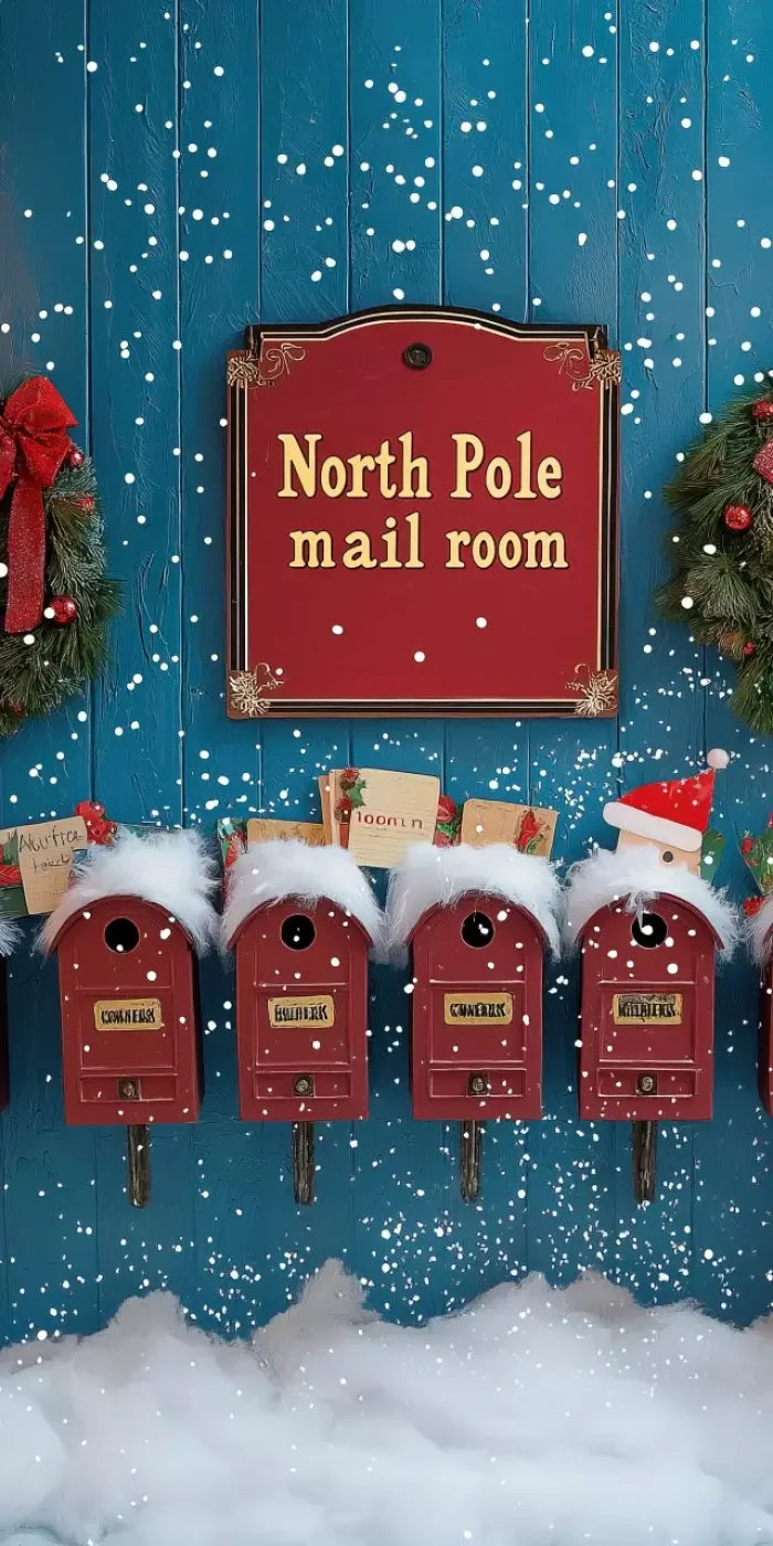 North Pole Mail Room Wall 10’X20’ Ultracloth (120 X 240 Inch) Backdrop