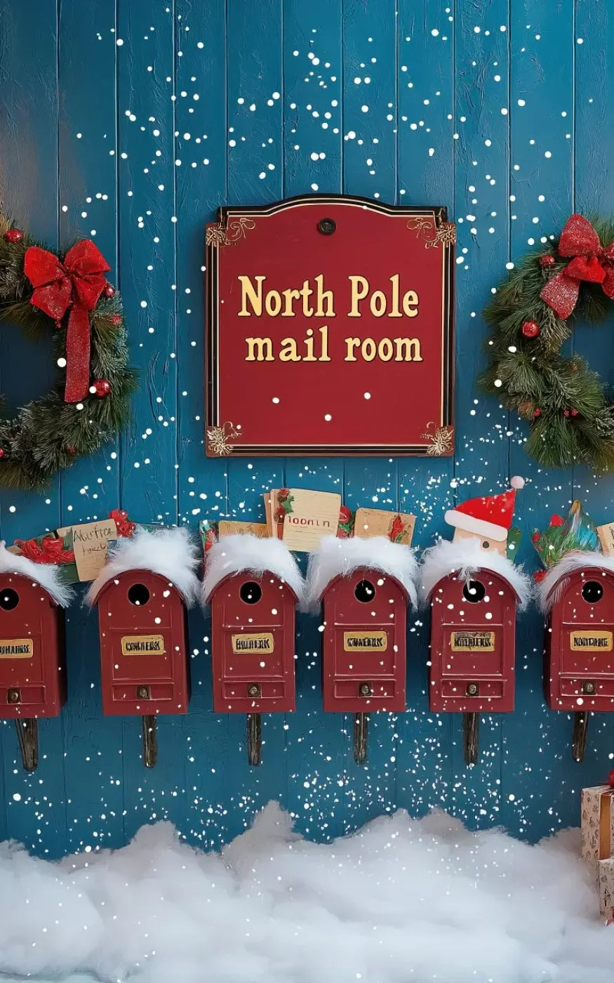 North Pole Mail Room Wall 5’X8’ Ultracloth (60 X 96 Inch) Backdrop