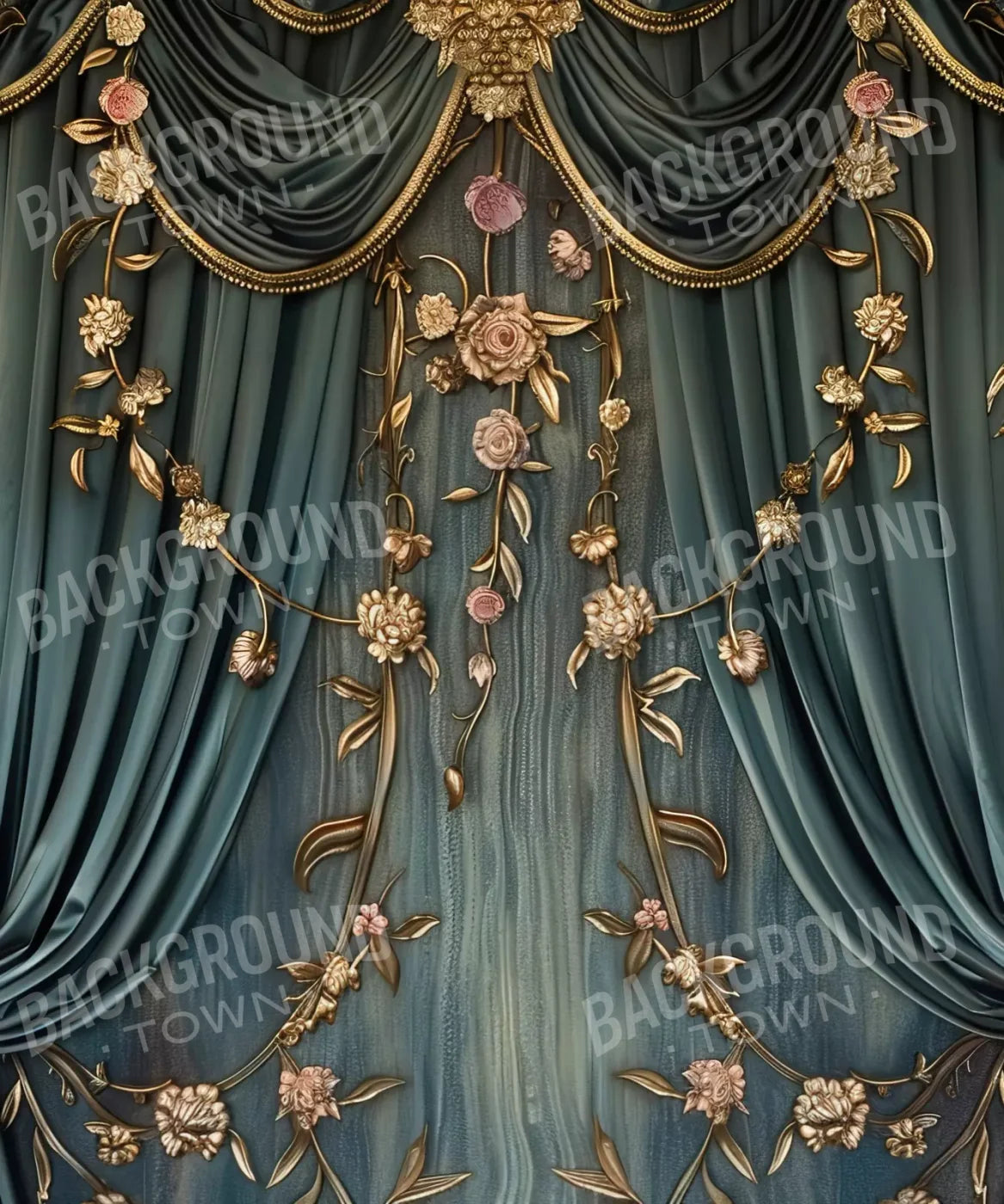 Nouveau Floral Curtain 10’X12’ Ultracloth (120 X 144 Inch) Backdrop