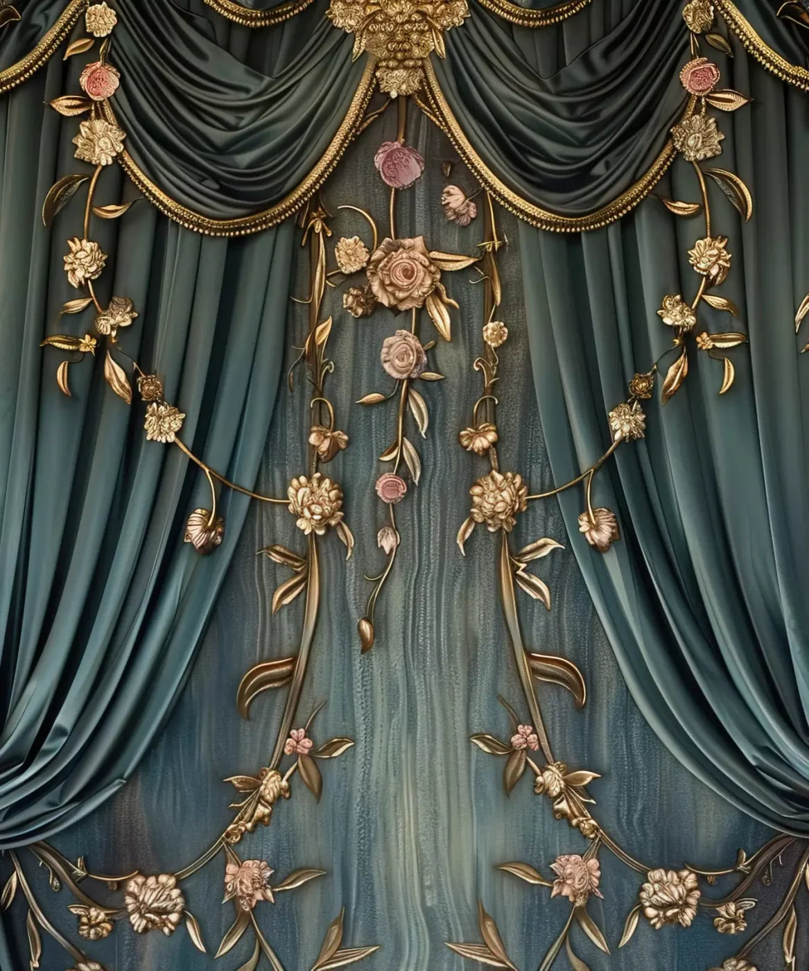 Nouveau Floral Curtain 10’X12’ Ultracloth (120 X 144 Inch) Backdrop