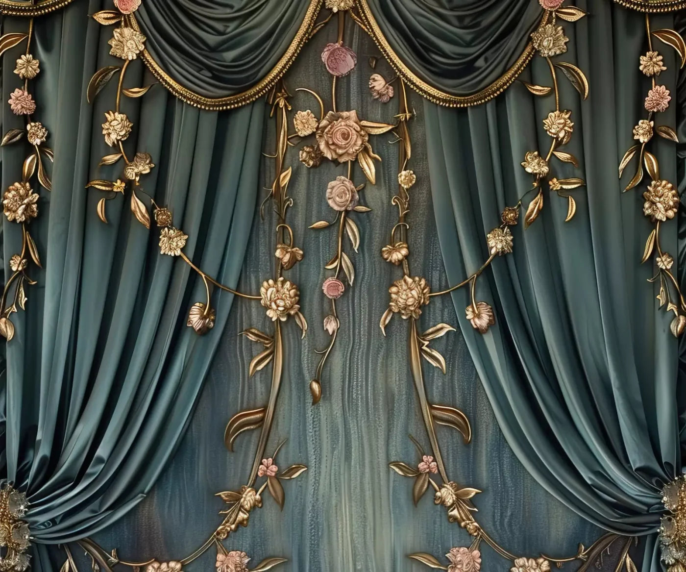 Nouveau Floral Curtain 12’X10’ Ultracloth (144 X 120 Inch) Backdrop