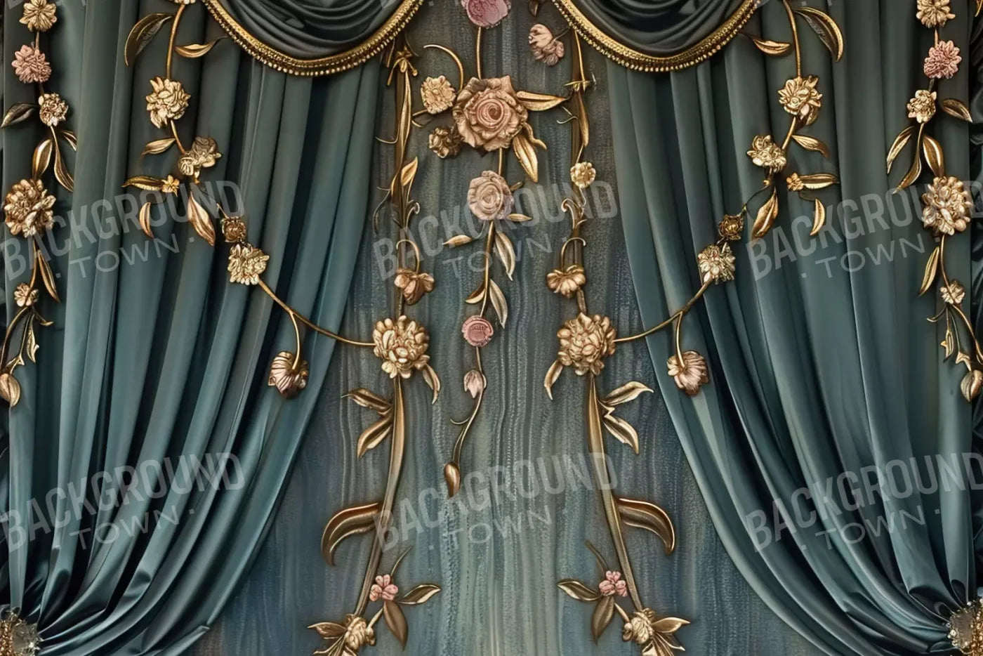 Nouveau Floral Curtain 12’X8’ Ultracloth (144 X 96 Inch) Backdrop