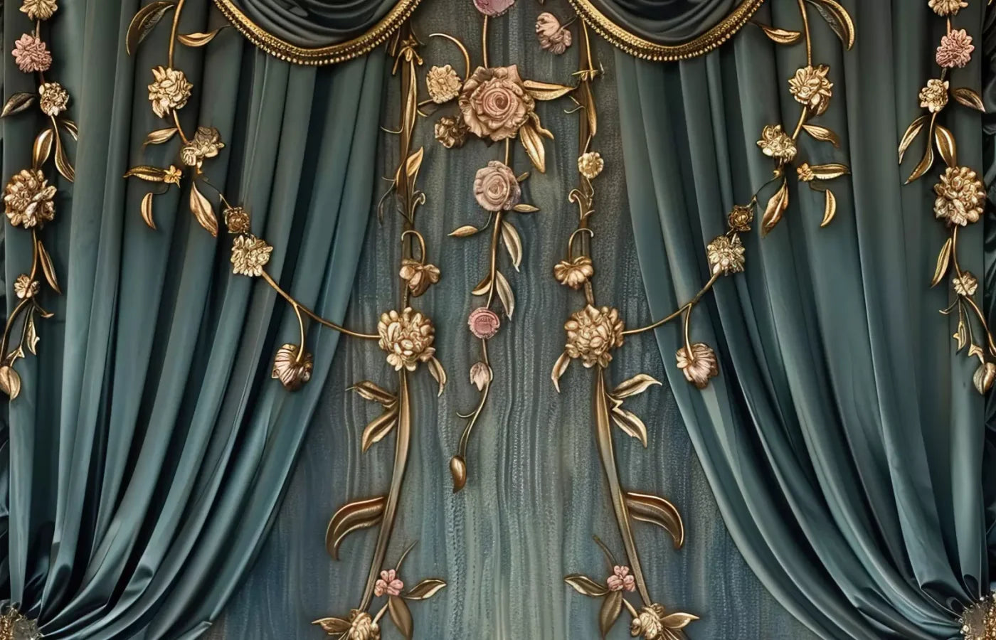 Nouveau Floral Curtain 14’X9’ Ultracloth (168 X 108 Inch) Backdrop