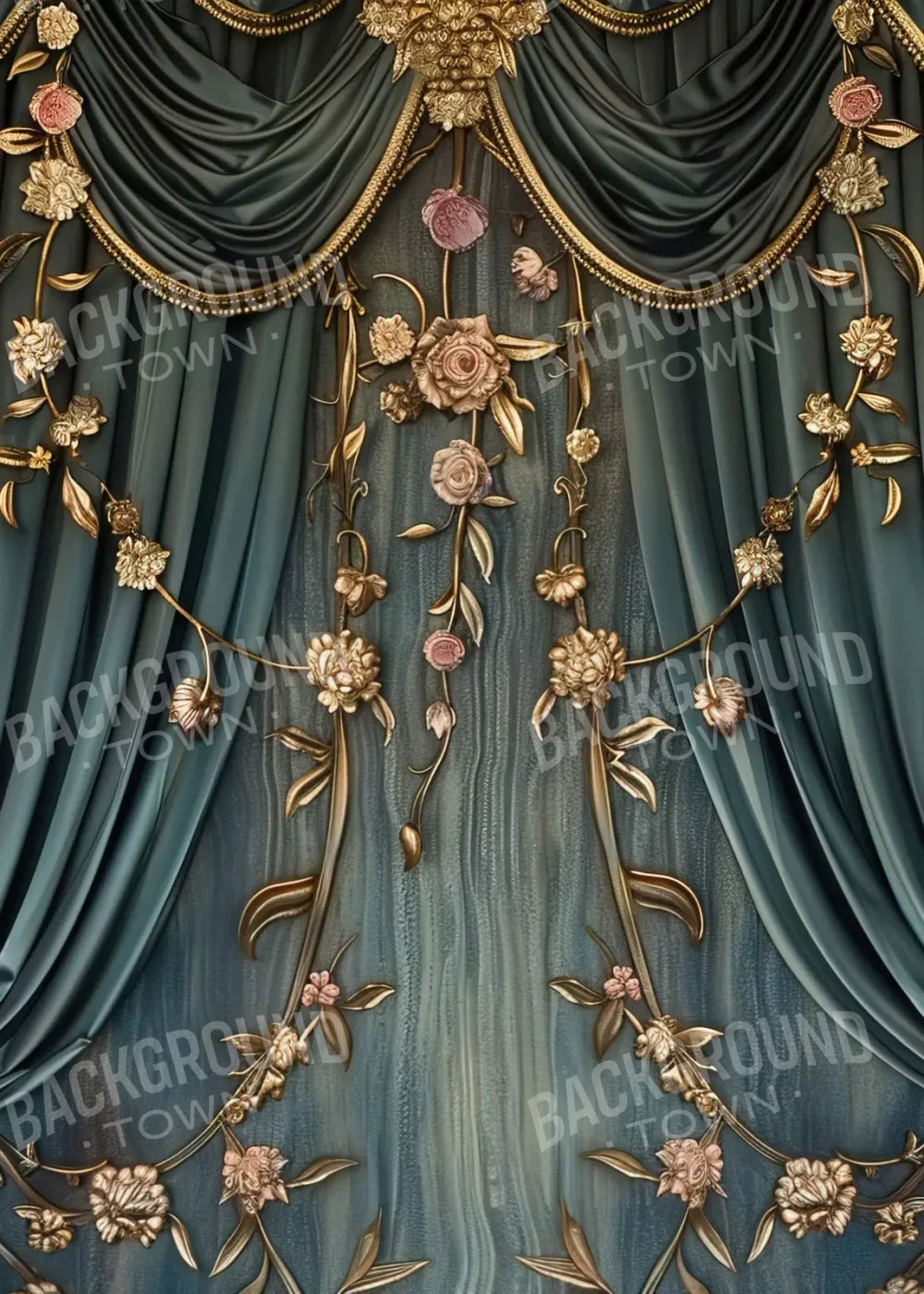 Nouveau Floral Curtain 5’X7’ Ultracloth (60 X 84 Inch) Backdrop