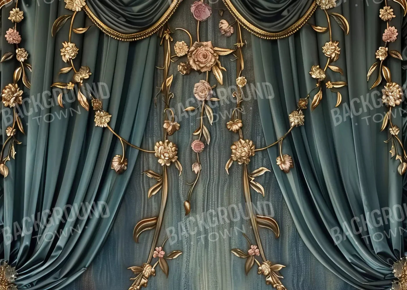 Nouveau Floral Curtain 7’X5’ Ultracloth (84 X 60 Inch) Backdrop