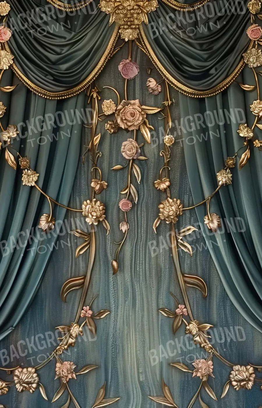 Nouveau Floral Curtain 9’X14’ Ultracloth (108 X 168 Inch) Backdrop