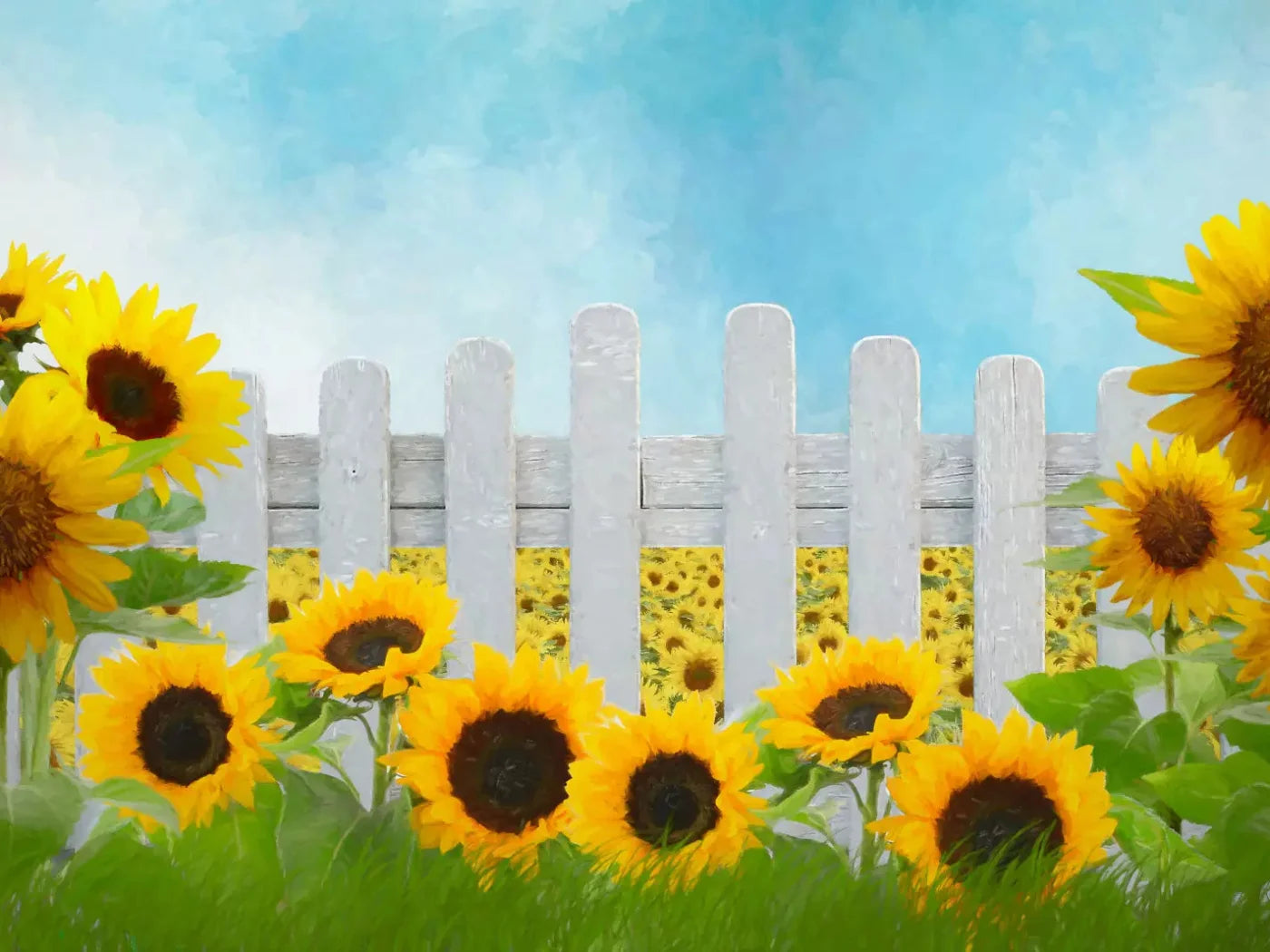Ode To Sunflowers 68X5 Fleece ( 80 X 60 Inch ) Backdrop