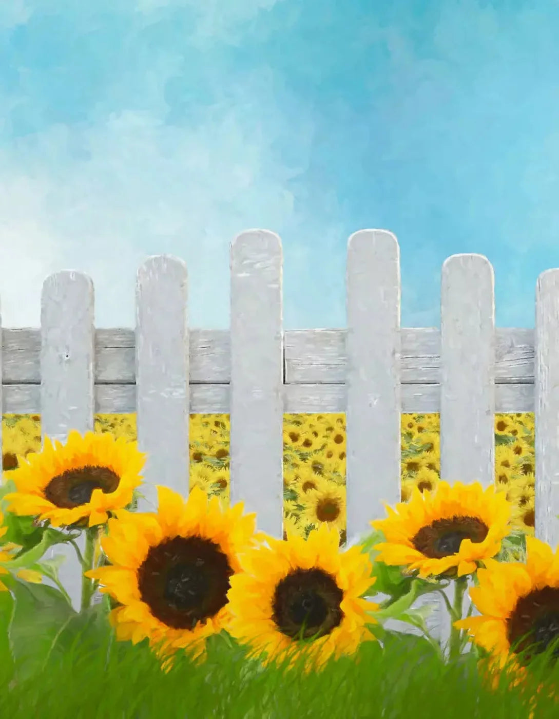 Ode To Sunflowers 6X8 Fleece ( 72 X 96 Inch ) Backdrop