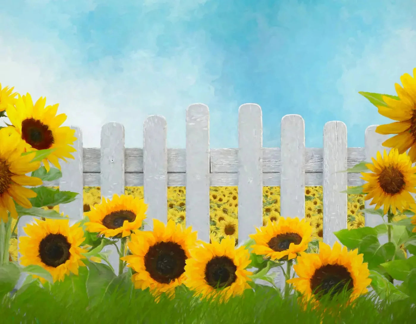 Ode To Sunflowers 8X6 Fleece ( 96 X 72 Inch ) Backdrop