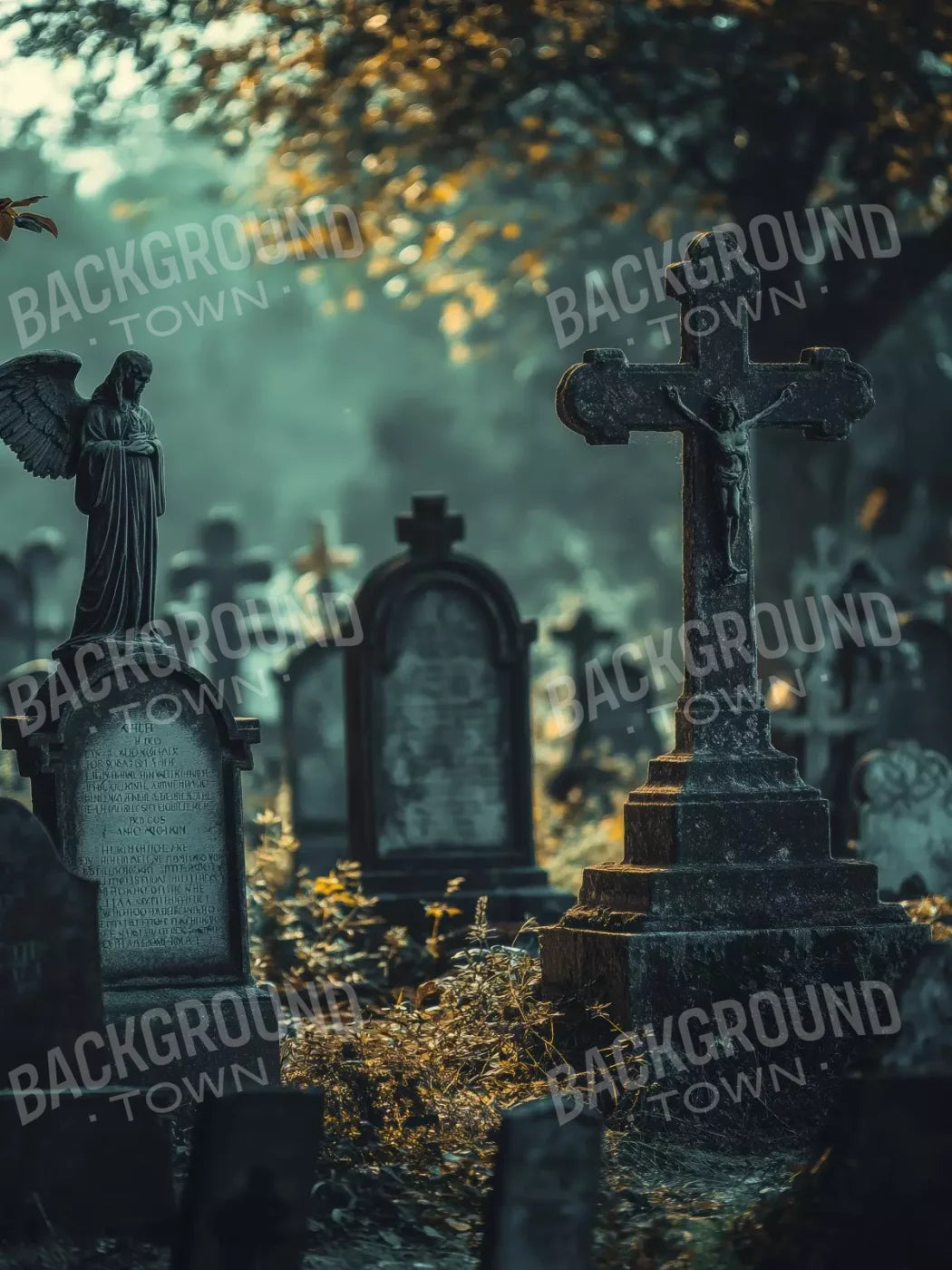 Old Abandoned Cemetary 6’X8’ Fleece (72 X 96 Inch) Backdrop