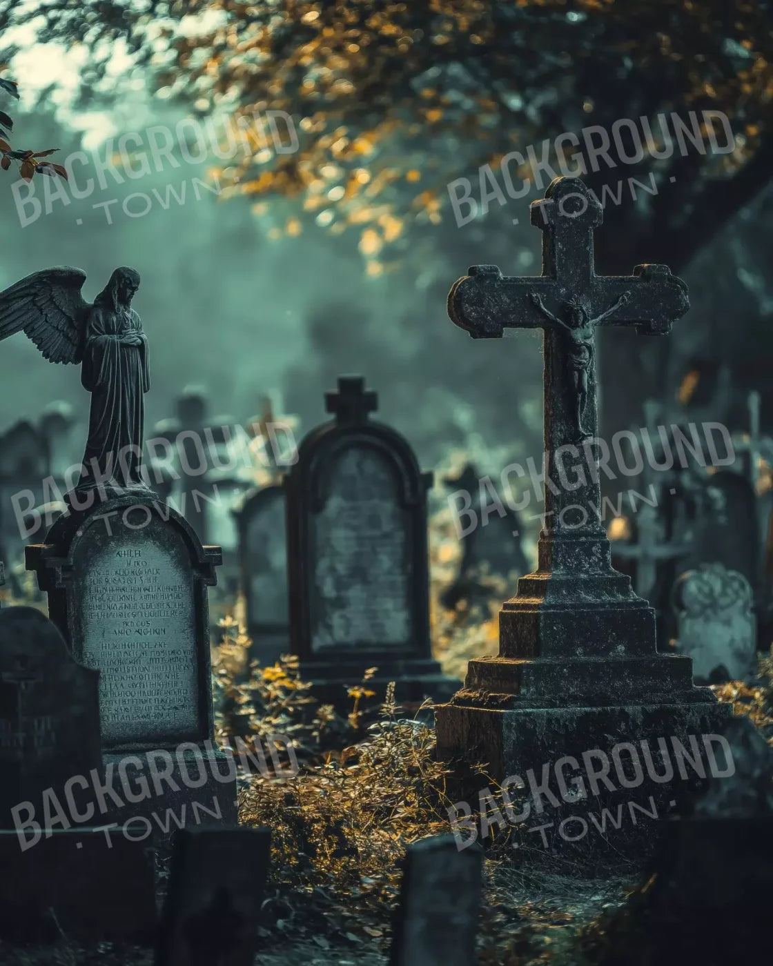 Old Abandoned Cemetary 8’X10’ Fleece (96 X 120 Inch) Backdrop