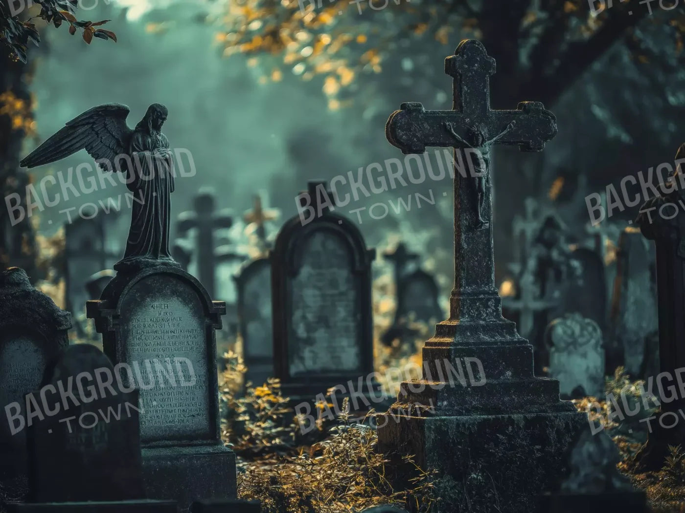 Old Abandoned Cemetary 8’X6’ Fleece (96 X 72 Inch) Backdrop