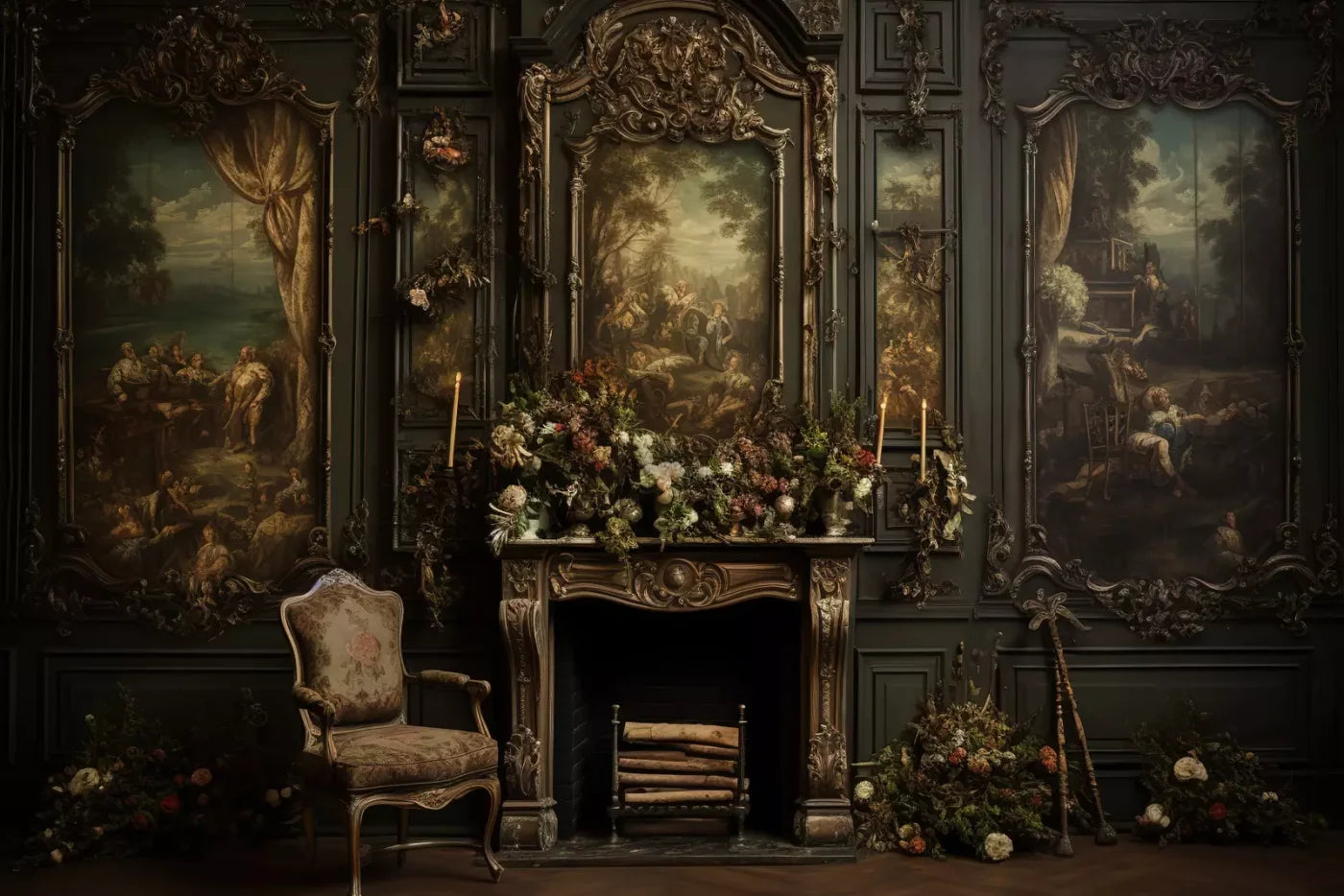 Old Masters Room Ii 12’X8’ Ultracloth (144 X 96 Inch) Backdrop